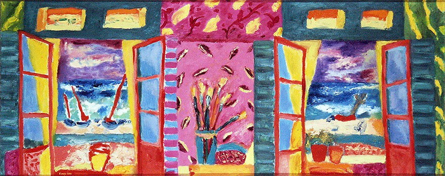 Open Windows  2004  Oel auf Leinwand  60 x 150 cm/24 x 59 in