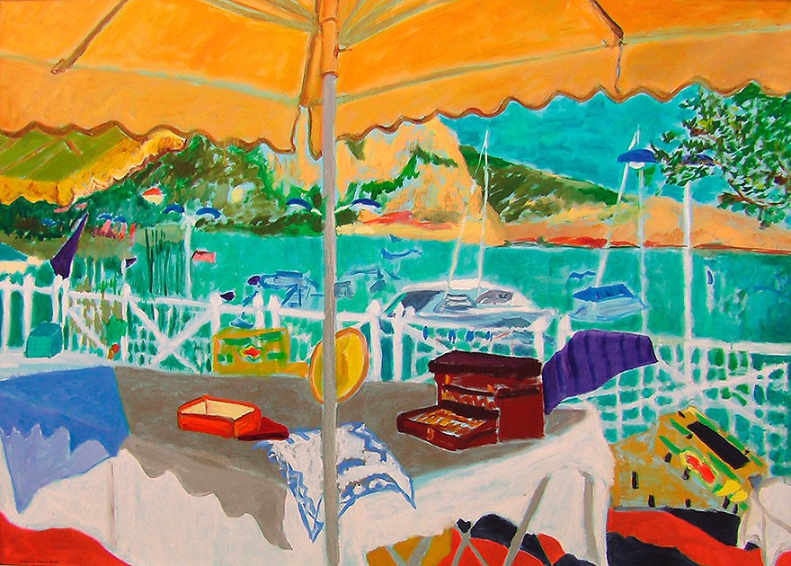 Marché aux puces à Beaulieu–sur–mer  2008  Oel auf Leinwand  100 x 140 cm/39 x 55 in