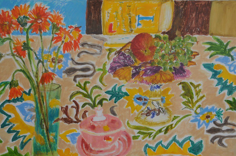 English Breakfast  2015  Mischtechnik auf Papier  70 x 100 cm/28 x 39 in